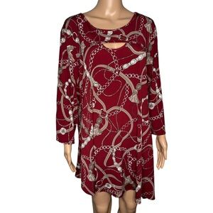 Attitudes by Renee half sleeve printed burgundy top size XL